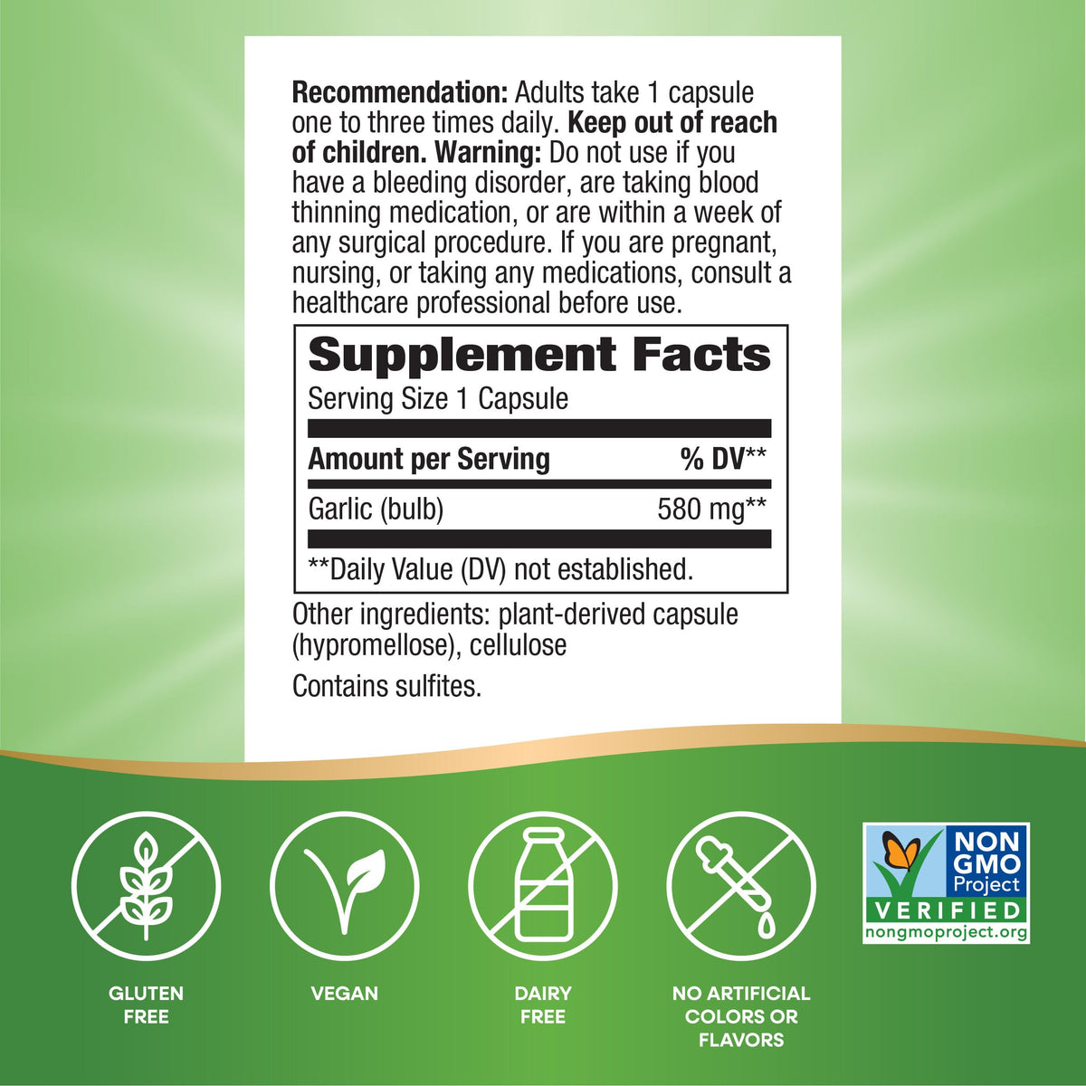 USA imported Nature's Way garlic heart health vegetarian capsules packaging