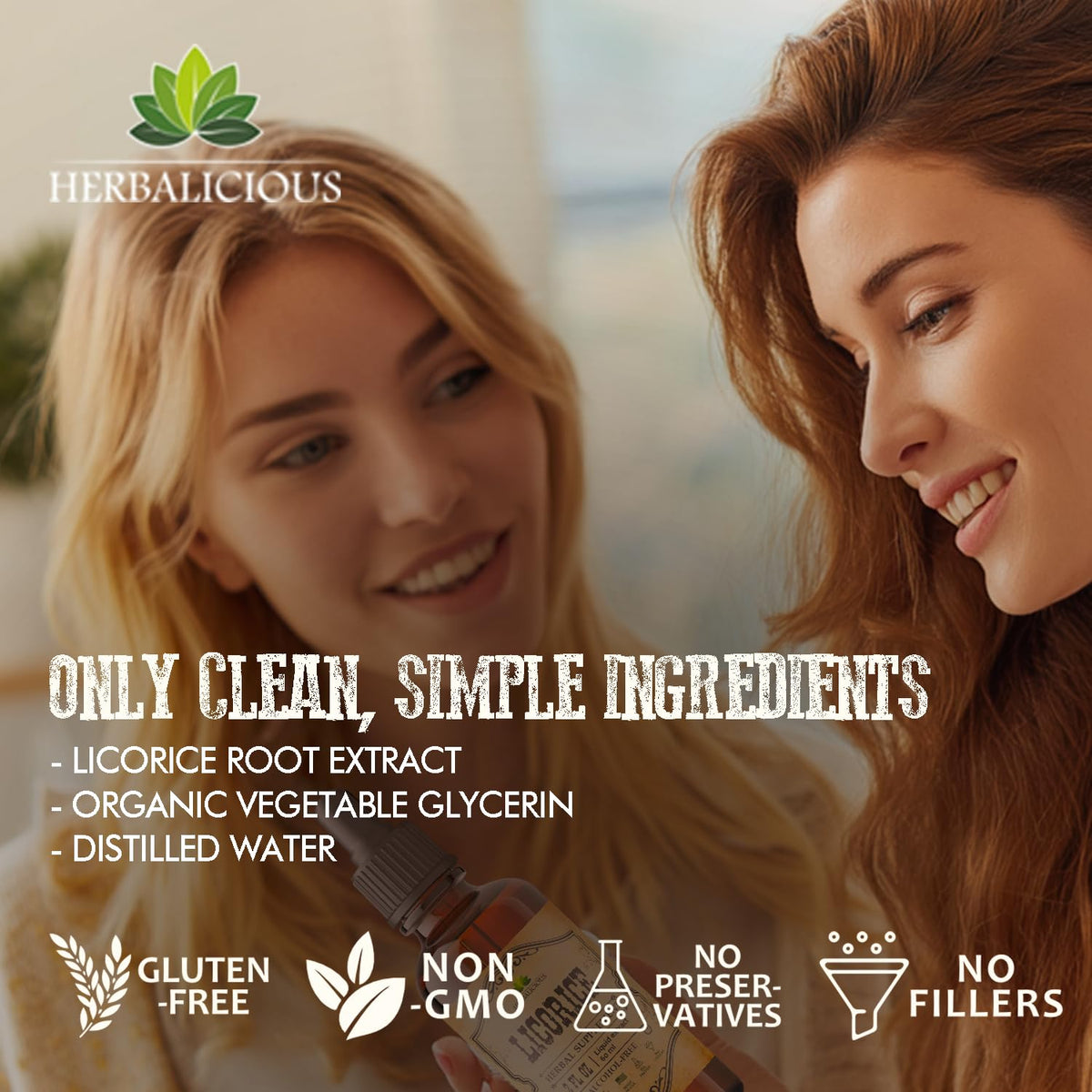 Close up of Herbalicious Licorice Root extract packaging