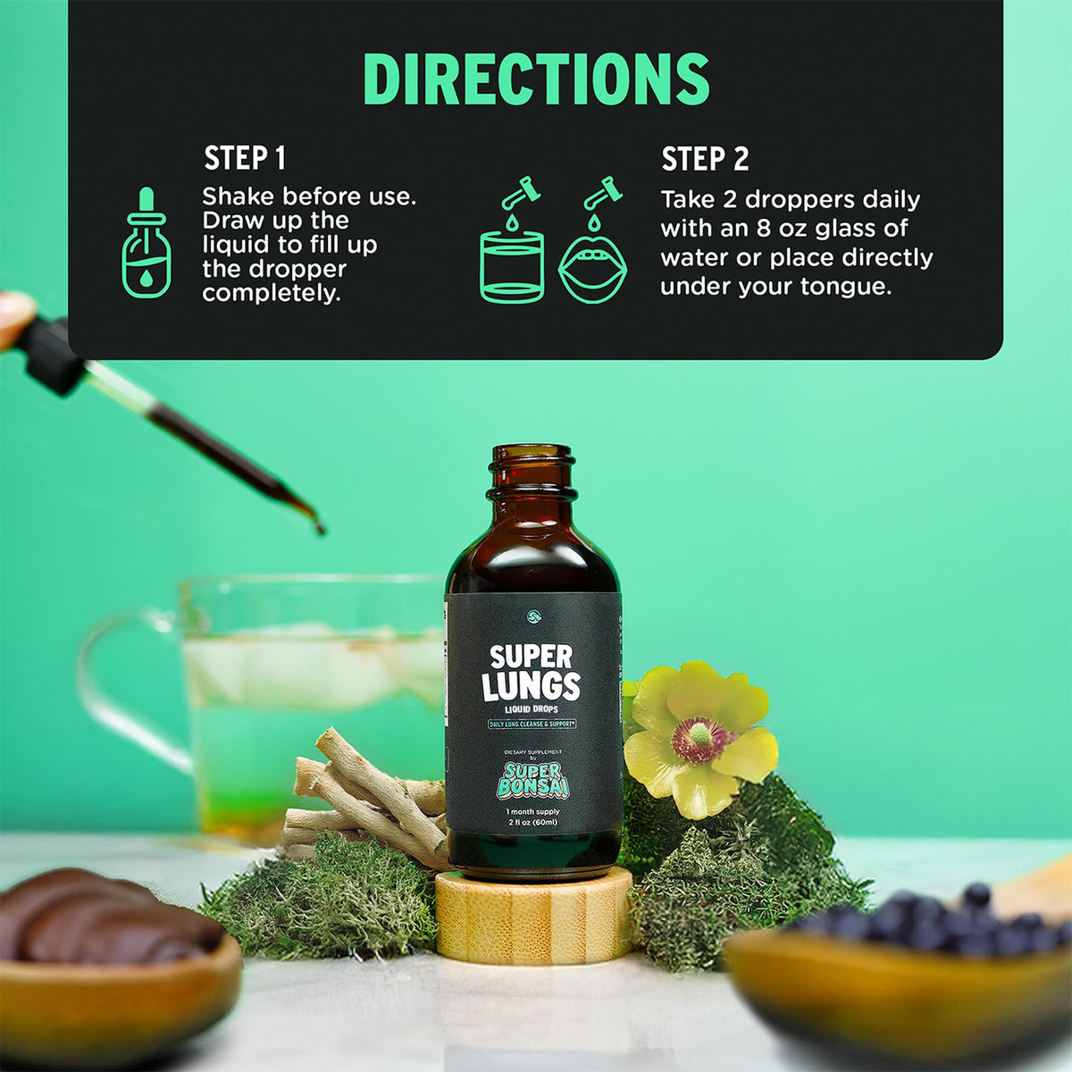 SuperBonsai Super Lungs herbal supplement label details