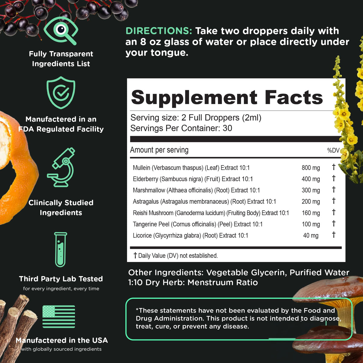 Natural ingredients used in SuperBonsai lung support tincture
