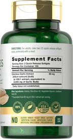 Carlyle high potency garlic supplement 8000 mg nutritional facts and serving size label