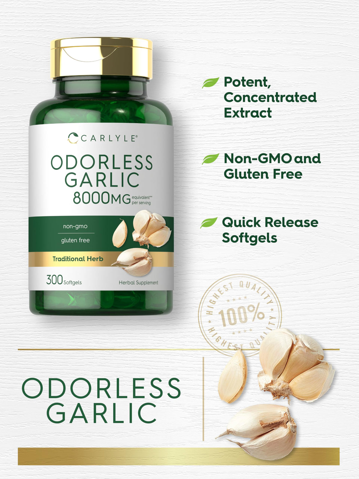 Authentic USA imported Carlyle garlic herbal supplement for immunity boosting