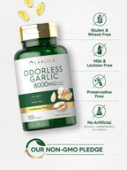 Close up view of odorless garlic softgels showing pure ingredient consistency