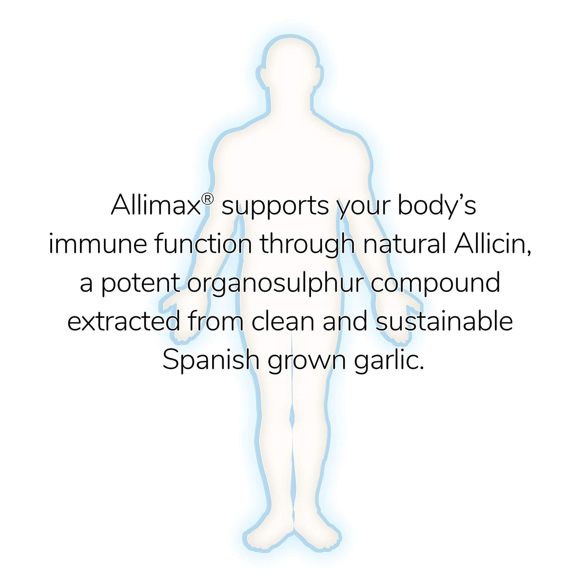 Side angle view of Allimax Pro 450 milligram practitioner strength vegetarian capsules packaging.