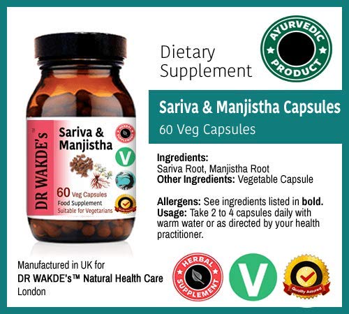 Dr Wakde's Sariva and Manjistha plant-based capsules packaging