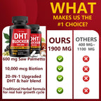 Authentic HevChay DHT blocker supplement bottle showing product benefits clearly.