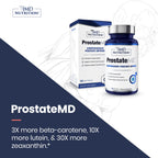 Close up view of authentic US imported 1MD Nutrition ProstateMD bottle with tamper evident seal