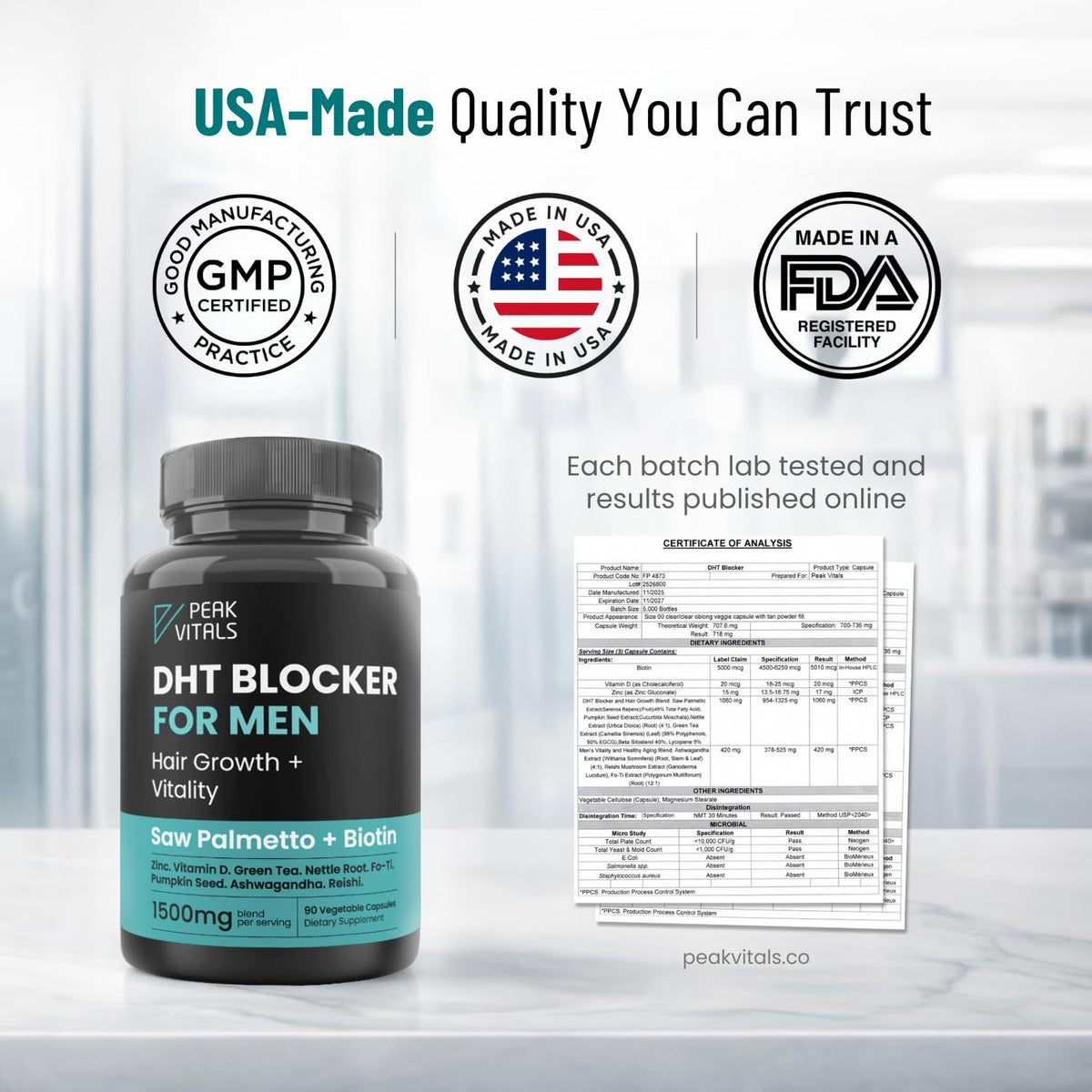 Full range product shot of the 90 capsules hair health supplement imported by Soucery.