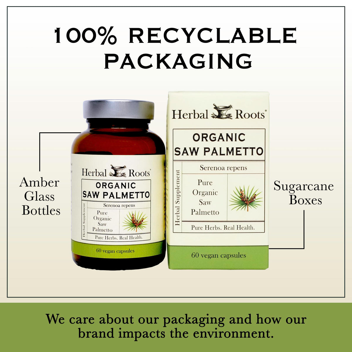 Herbal Roots Organic Saw Palmetto certified organic dietary supplement for natural hair care