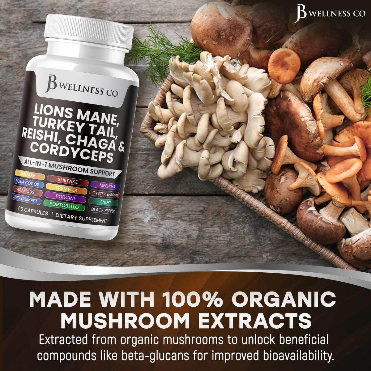 Clean Nutraceuticals 20 in 1 mushroom supplement packaging