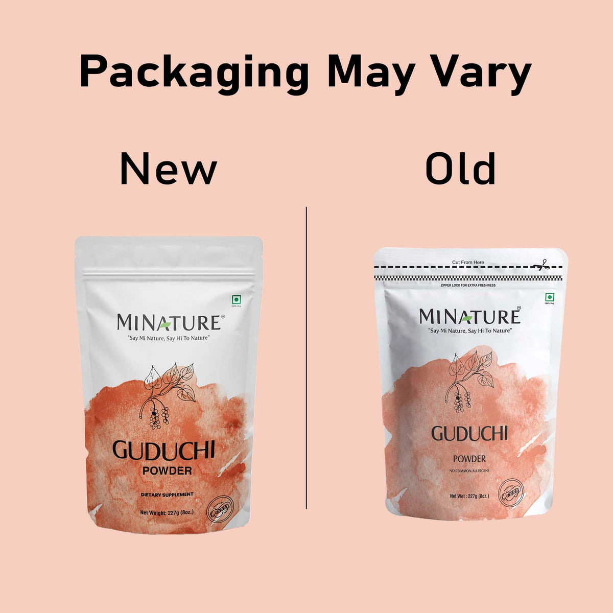 Side view of the 227 grams resealable zip lock Ayurvedic powder packaging