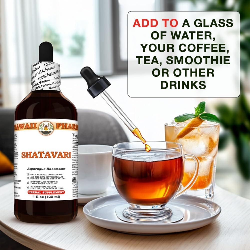 Authentic imported Hawaii Pharm Shatavari pure liquid botanical extract bottle on a clean background