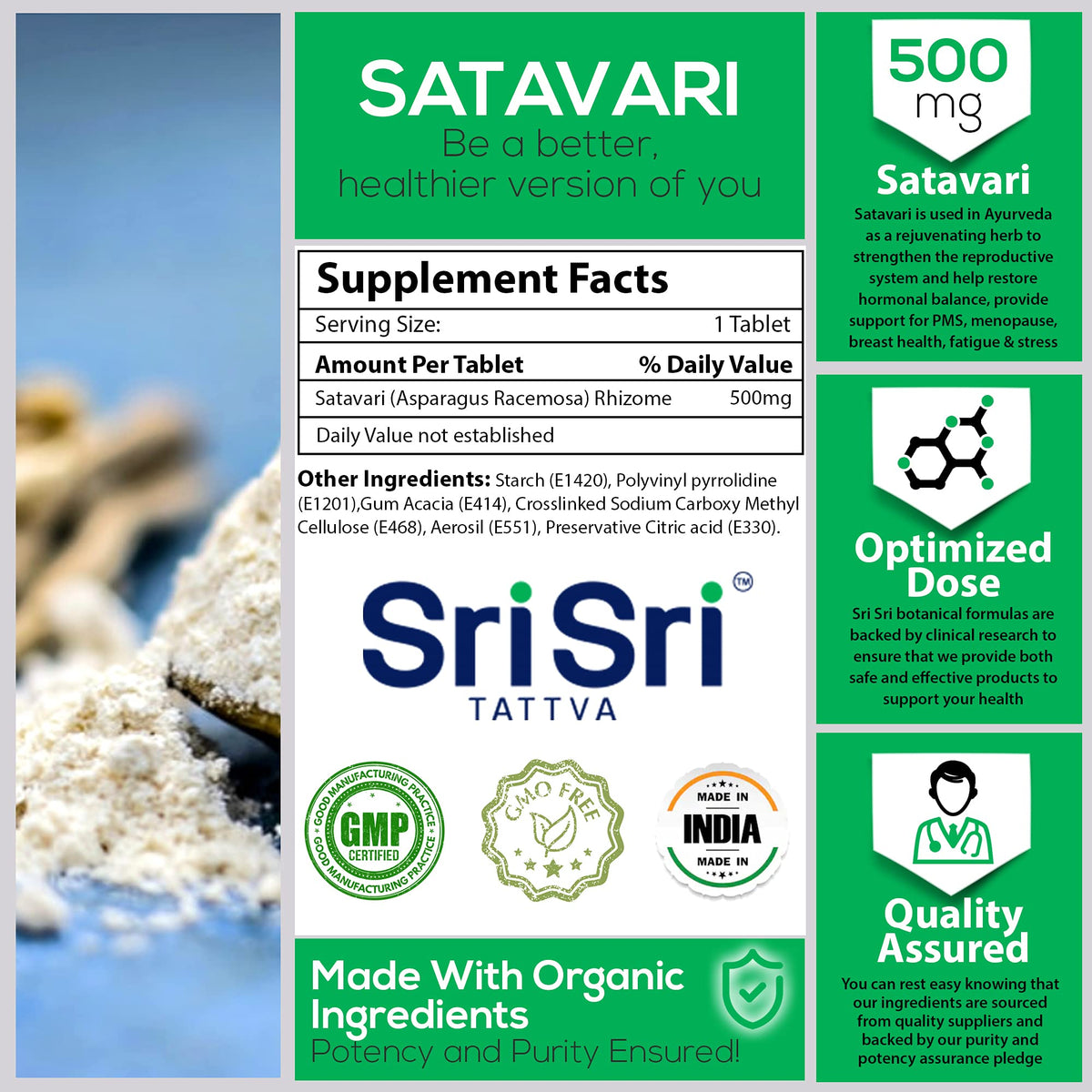 Full product packaging of Sri Sri Tattva Shatavari 60 tablets