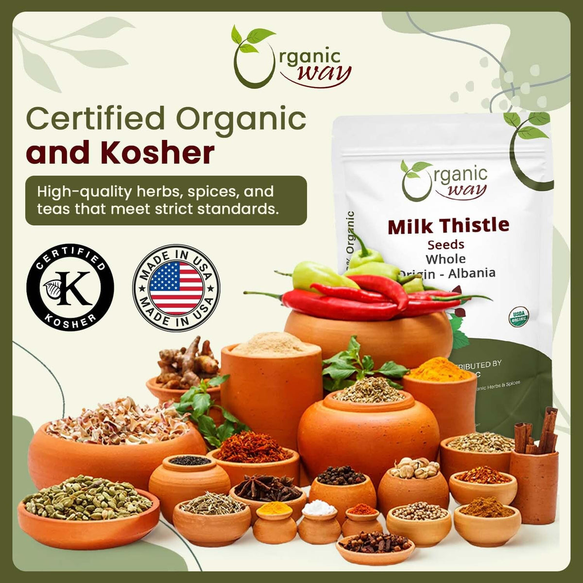 Organic Way brand whole milk thistle seeds four ounce package