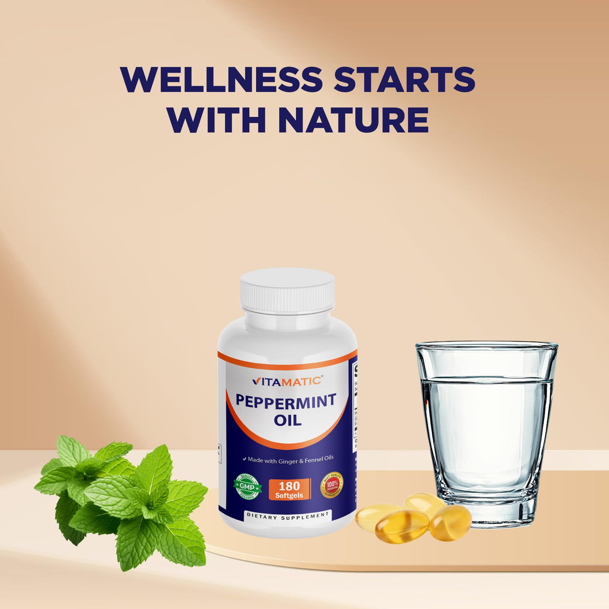 Premium Vitamatic herbal formula containing peppermint ginger and fennel essential oils