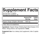 Brieofood Organic Ginger dietary food supplement bottle side view showing ingredient information