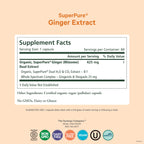 Pure Synergy ginger supplement bottle displaying certified organic and non-GMO labels