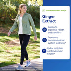 Pure Encapsulations Ginger Extract 120 vegetarian capsules side view highlighting hypoallergenic and gluten free certification