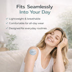 The complete box of 30 vegan transdermal patches highlighting the slow release herbal formula for gut health.