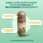 Vital Nutritive Liver Support dietary capsules showing vegetarian formulation details
