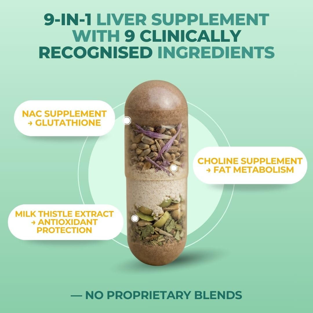 Vital Nutritive Liver Support dietary capsules showing vegetarian formulation details