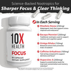 Authentic USA imported 10X Health Focus brain energy supplement bottle