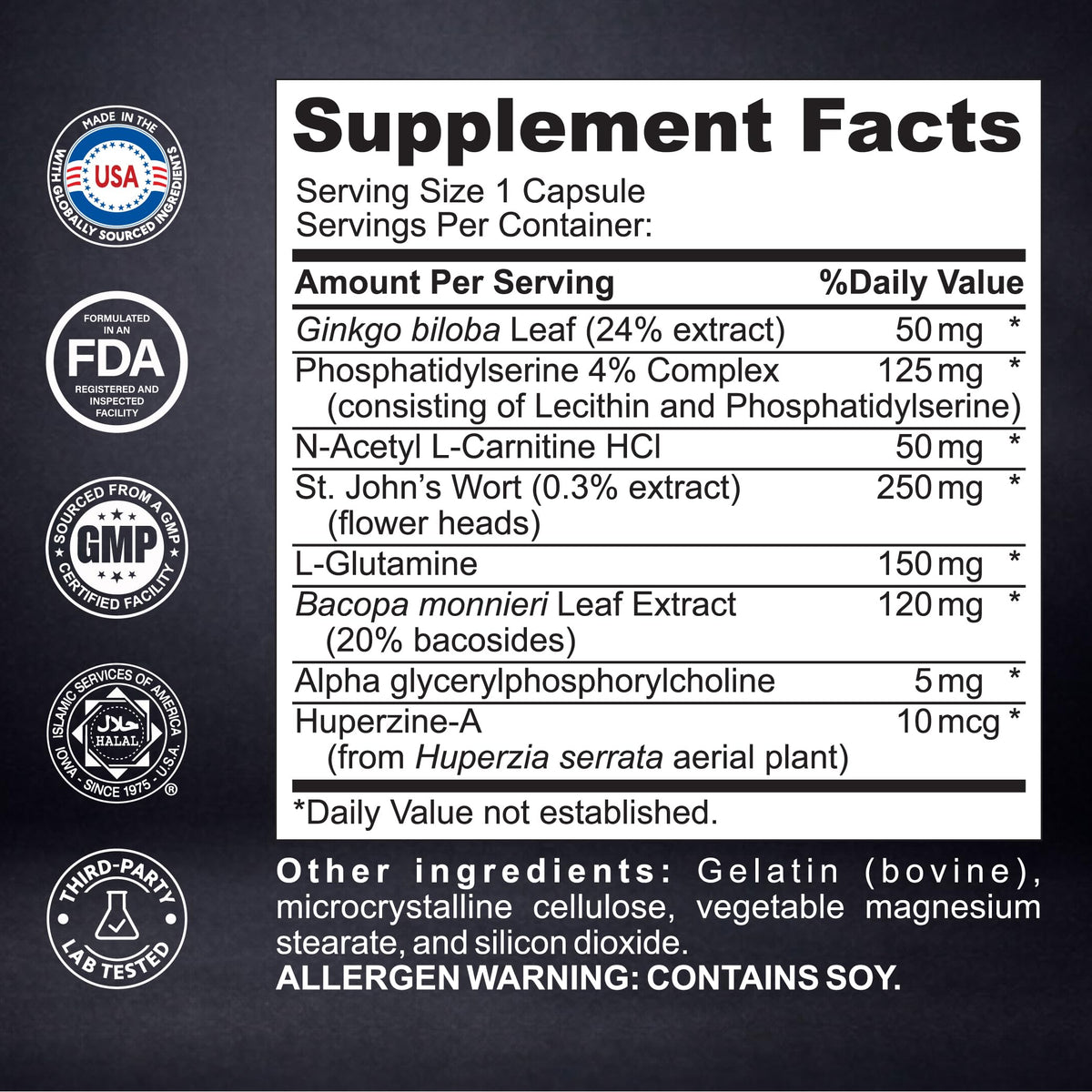 Caffeine free nootropic stack with Ginkgo Biloba and Bacopa Monnieri