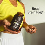 Qualia Mind nootropic matrix travel size container showing clean energy and memory enhancement labels