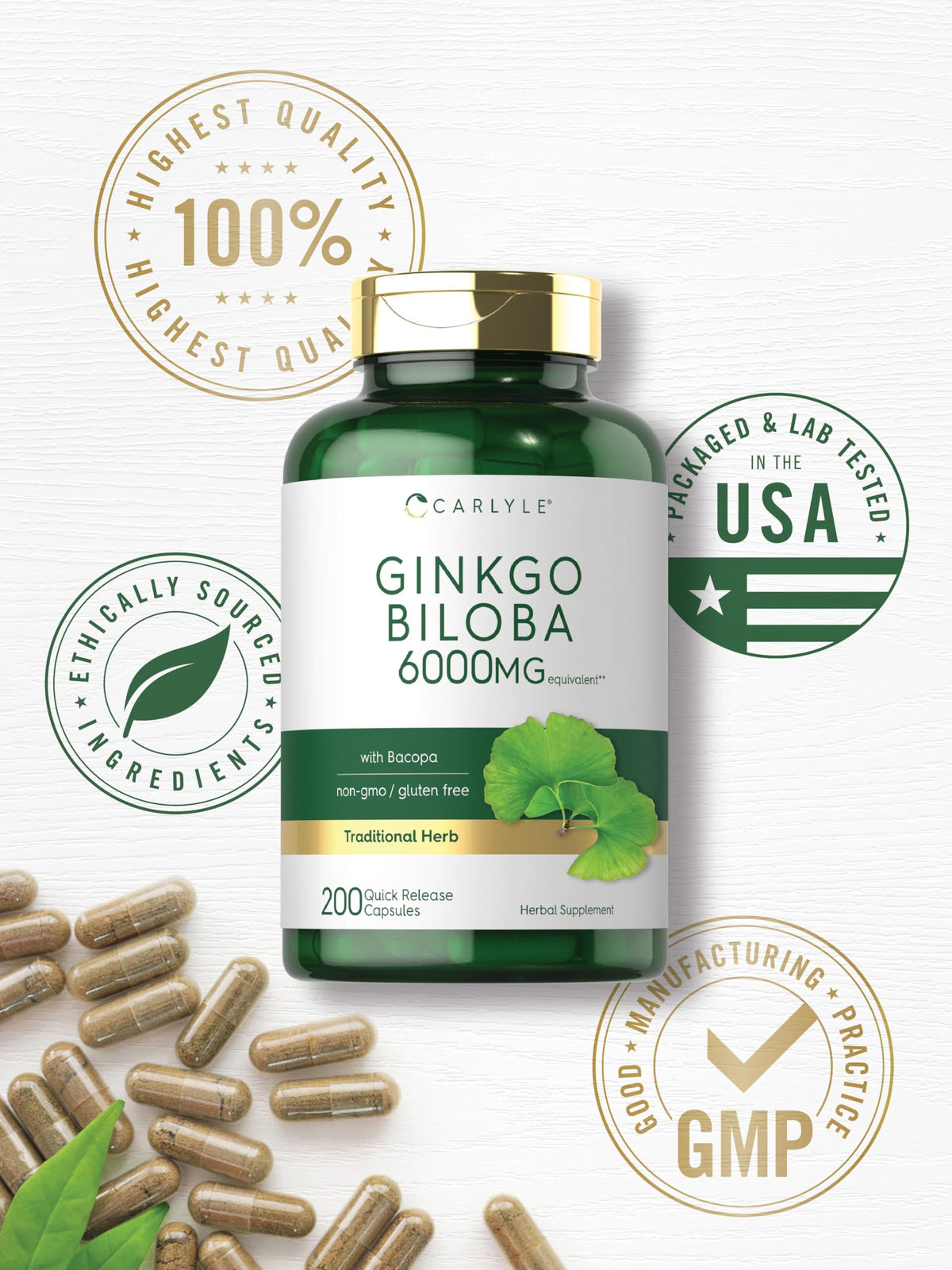 Authentic USA imported Carlyle herbal supplement for daily focus and concentration enhancement