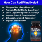 RediMind brain booster supplement bottle showing clinical study details