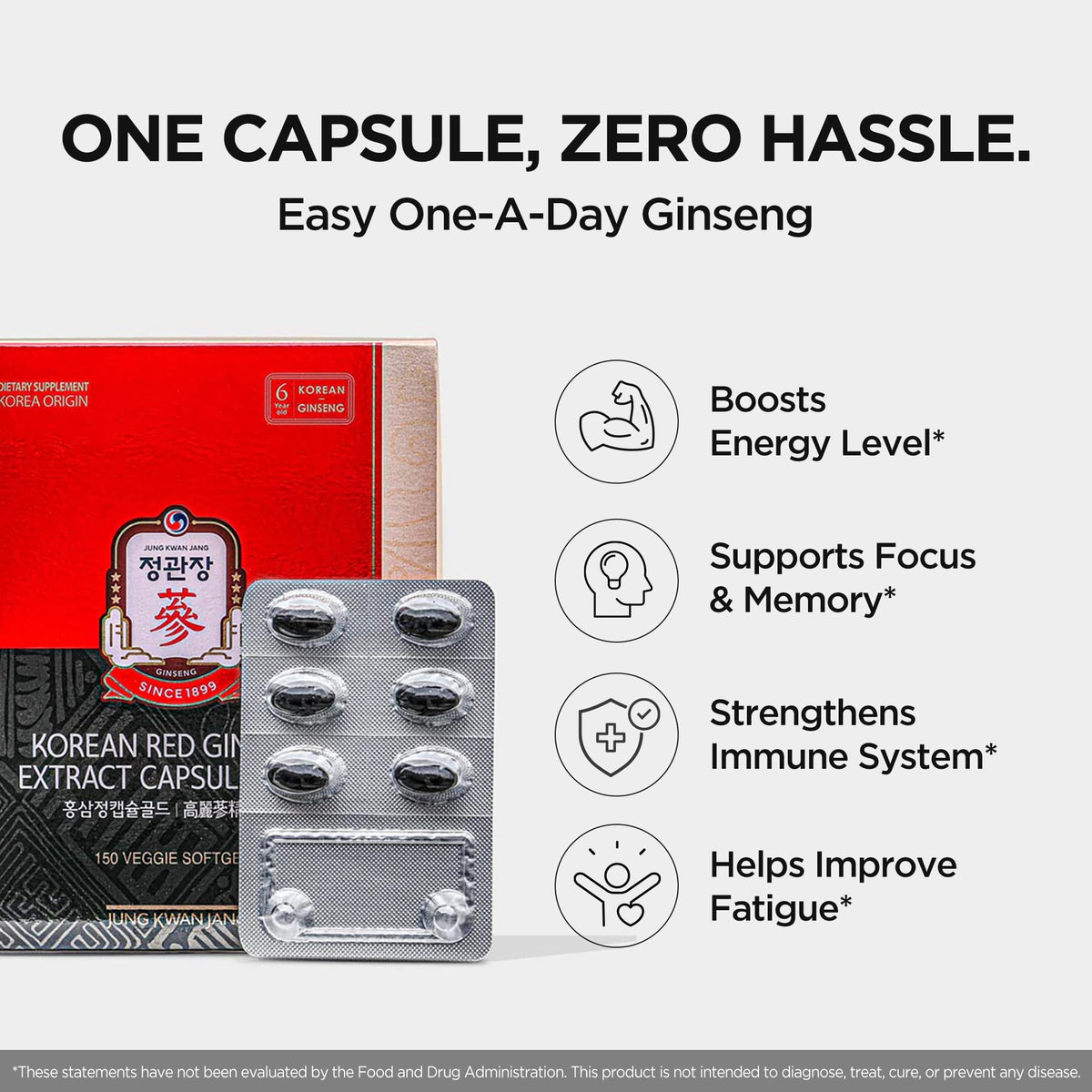 Back view of Korean Red Ginseng supplement bottle showing ingredients