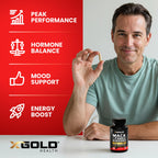 Back of X Gold Health supplement bottle displaying ingredient facts