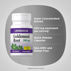 Supplement facts and ingredient list panel on the back of Lindberg Goldenseal Root Extract