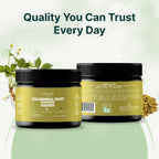 Top down perspective of Vinatura goldenseal root powder container with secure lid closure