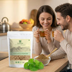 Nutritional details and clean ingredient label on the back of the SAMYAM herbal supplement bag