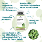 Back label of Nature Restore Gotu Kola supplement highlighting clean non GMO ingredients