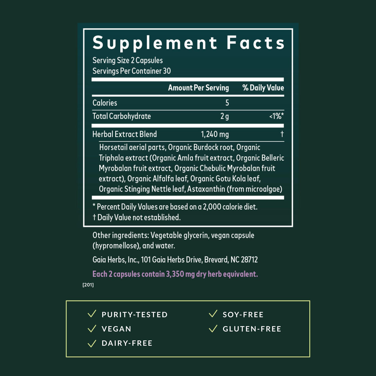 Liquid Phyto Capsules container showing dietary certifications and vegan labels