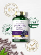 Close up of Carlyle Grape Seed Extract bottle label