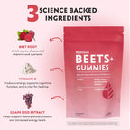 Chewable Natrava beetroot gummies in a bowl
