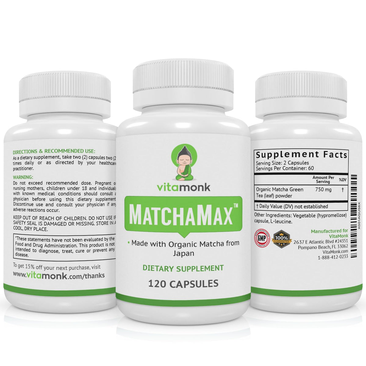 VitaMonk Matchamax dietary supplement for energy and focus