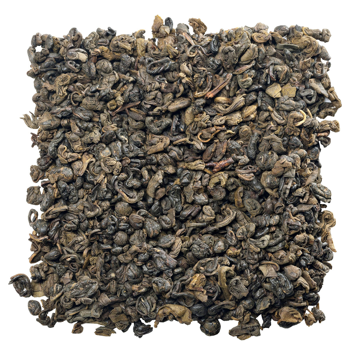 Close up of U.S. Wellness Naturals loose leaf gunpowder green tea pellets