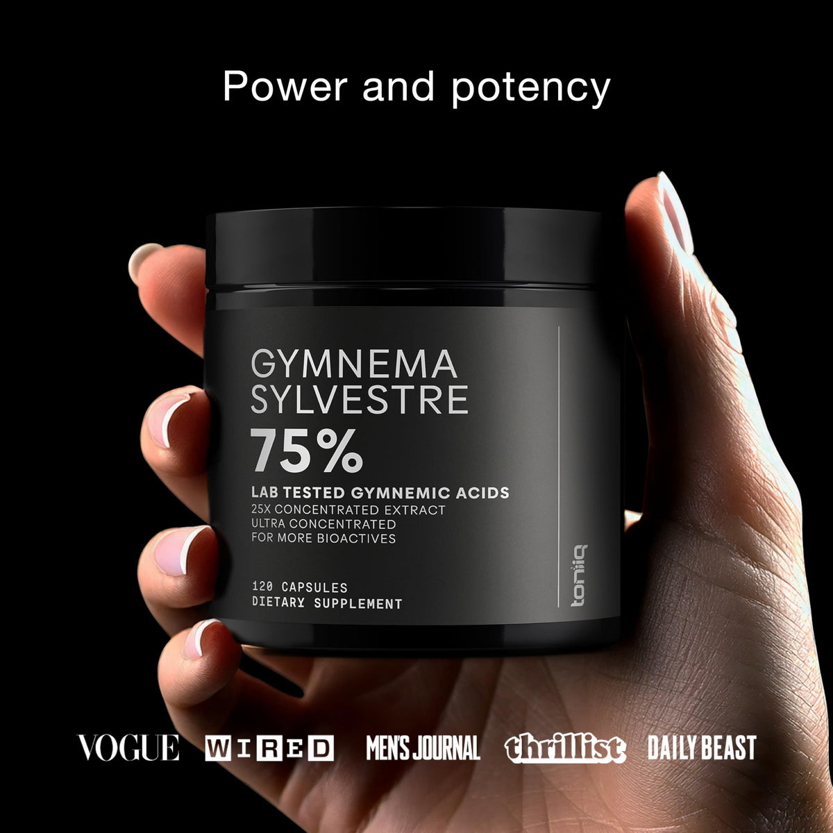 Toniiq Gymnema Sylvestre sugar cravings and appetite support bottle graphic