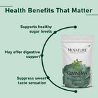 Pure natural Gurmar powder supplement bag showing organic non-GMO labels.