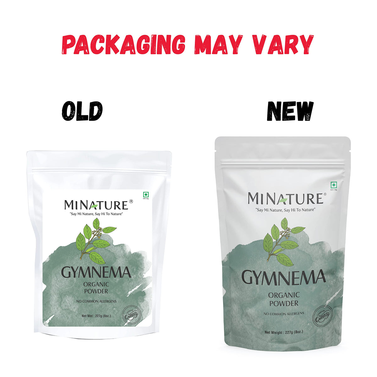 Close up of pure organic Gymnema Sylvestre leaf powder resealable pouch.