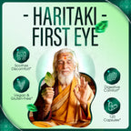 Close up of DoseOfQuiet Haritaki First Eye dietary supplement packaging