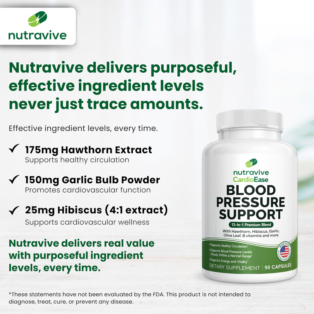 USA imported blood circulation capsules featuring hawthorn and garlic extracts.