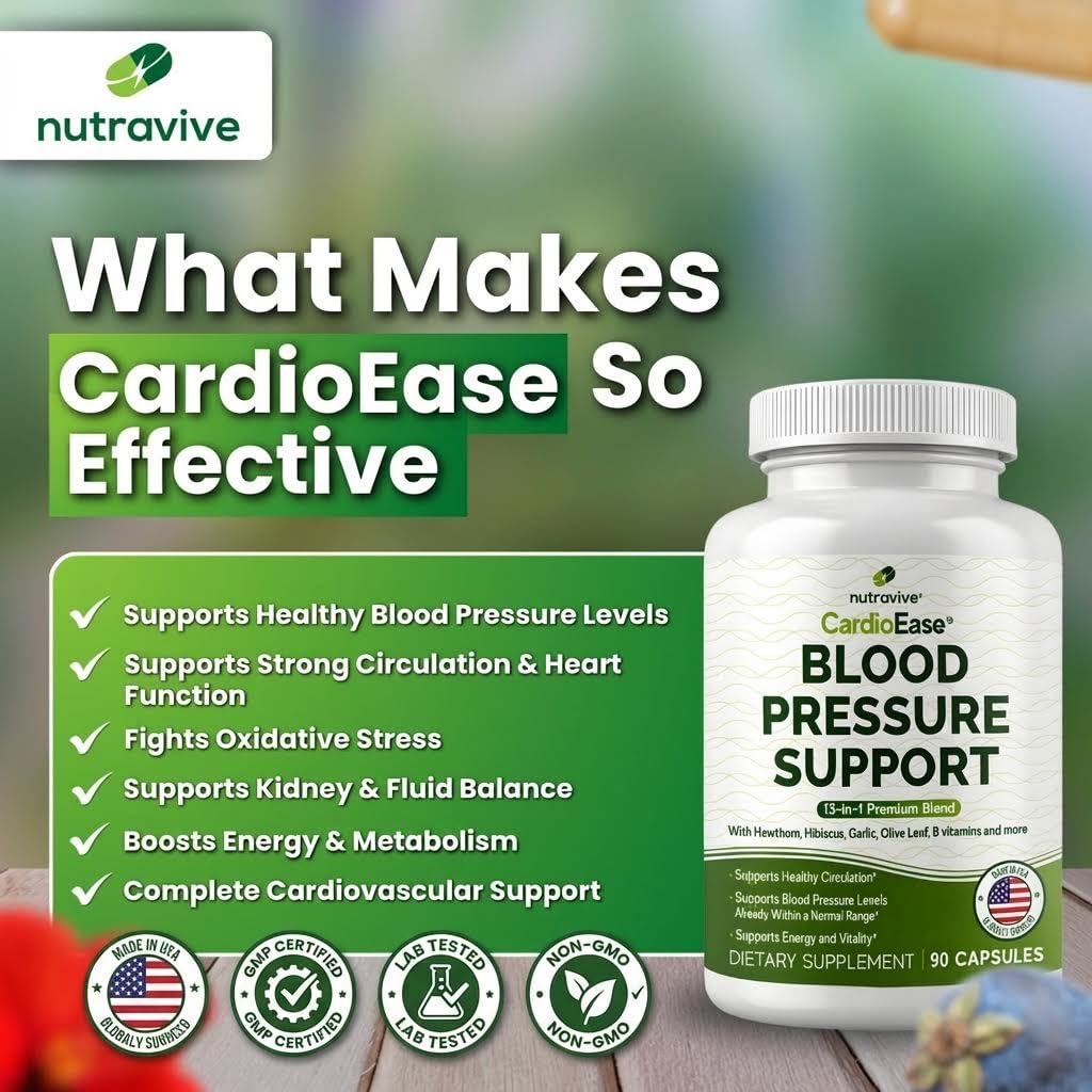Nutravive cardiovascular wellness dietary supplement bottle angled layout.