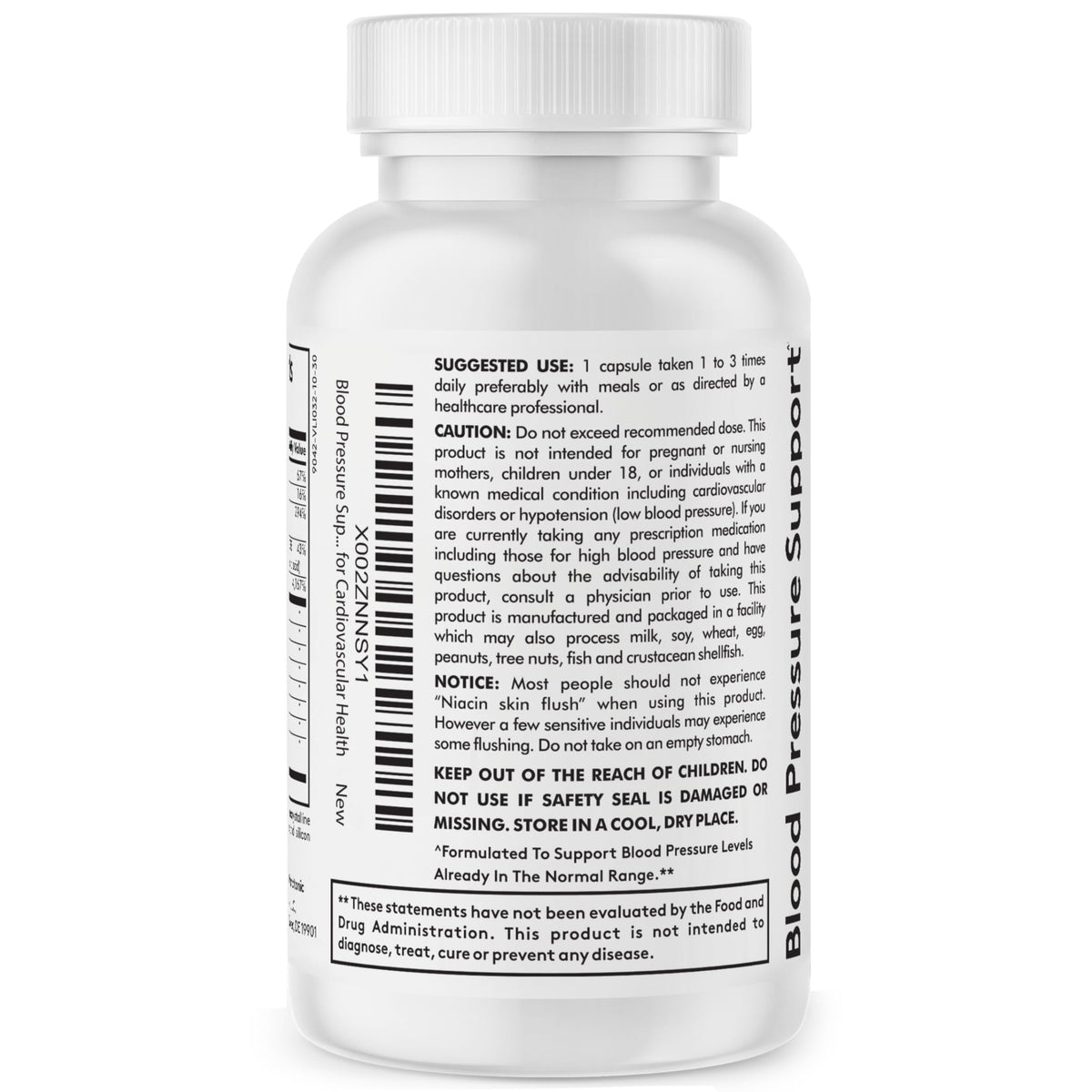 Side view of Youth and Tonic natural heart health formula highlighting the certified manufacturing details