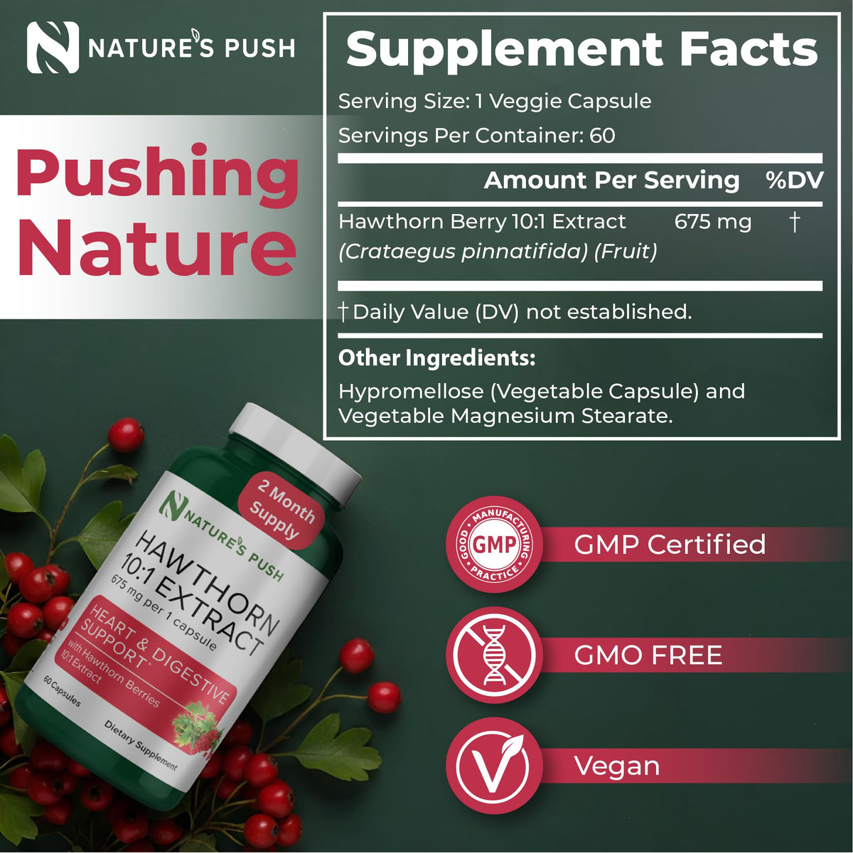 Nature's Push authentic imported herbal supplement bottle showcasing pure cardiovascular care