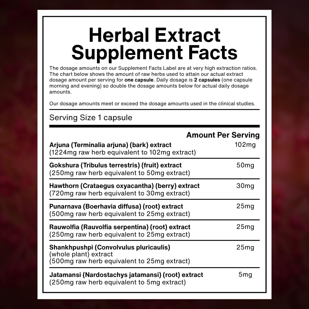 Side profile of Kapiva Everyday Cardio Care capsules bottle listing nutritional facts and dosage instructions